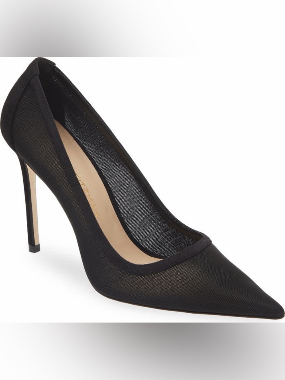 Stuart Weitzman Black Mesh Pointed-Toe Stiletto Stuart 100 Pump